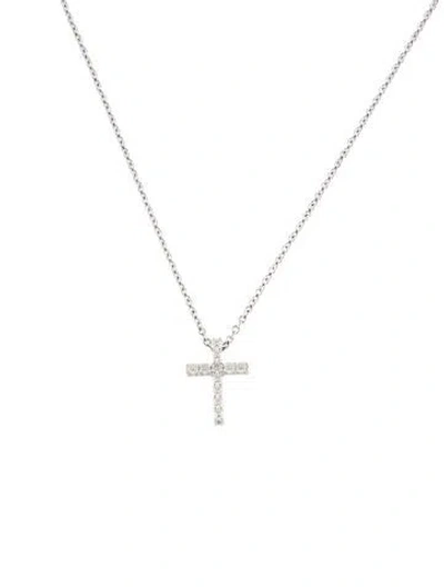 Pre-owned Hearts On Fire 18k Diamond Whimsical Cross Pendant Necklace, 16" In Multi
