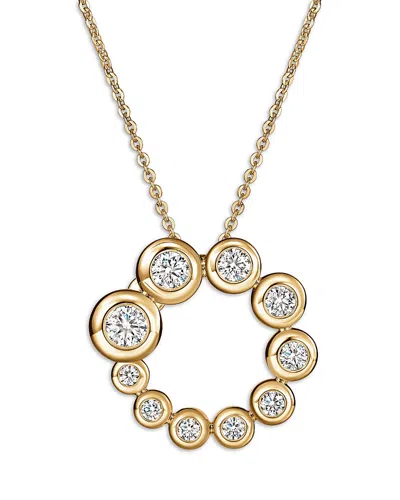 Hearts On Fire 18k Yellow Gold Dream Diamond Bezel Circle Pendant Necklace, 16-18