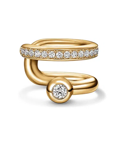 Hearts On Fire 18k Yellow Gold Dream Diamond Swirl Single Ear Cuff In Burgundy