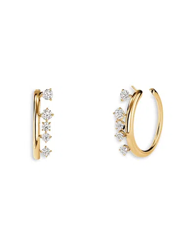 Hearts On Fire 18k Yellow Gold Floating Diamond Barre Hoop Earrings