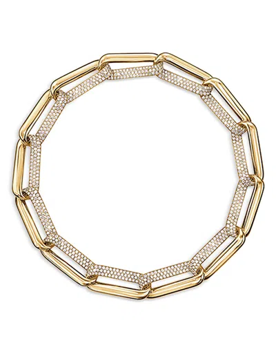 Hearts On Fire 18k Yellow Gold Inside Out Diamond Pave Link Collar Necklace, 18.25