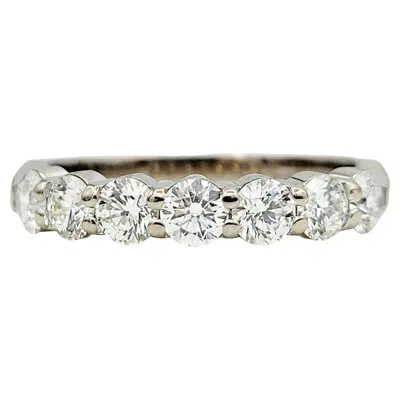 Pre-owned Hearts On Fire 7 Stone Diamond Semi Eternity Band Ring In 18 Karat White Gold