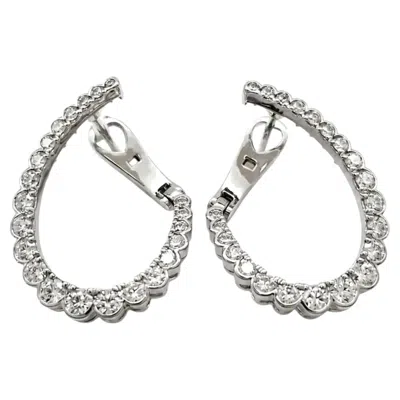 Pre-owned Hearts On Fire Aerial Regal Diamond Hoop Earrings 18k White Gold 1.58ctw