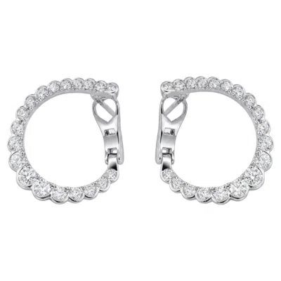 Pre-owned Hearts On Fire Aerial Regal Diamond Hoop Earrings 18k White Gold Small 1.03ctw
