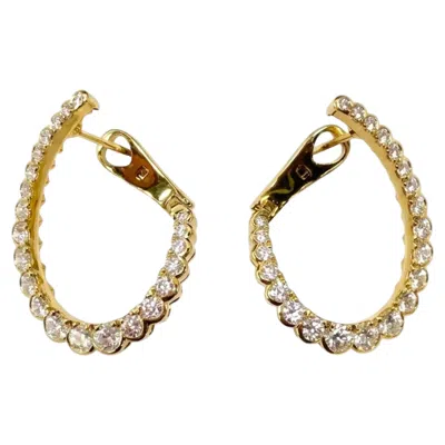 Pre-owned Hearts On Fire Aerial Regal Diamond Hoops 18k Yellow Gold Medium 1.58ctw
