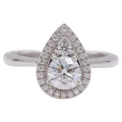 Pre-owned Hearts On Fire Destiny Teardrop Shape Halo Engagement Ring Round 0.88 Carat In Multi