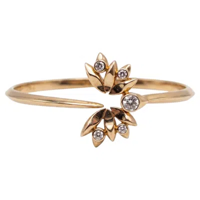 Pre-owned Hearts On Fire Diamond 18k Rose Gold Kite Bird Bangle Bracelet In Red