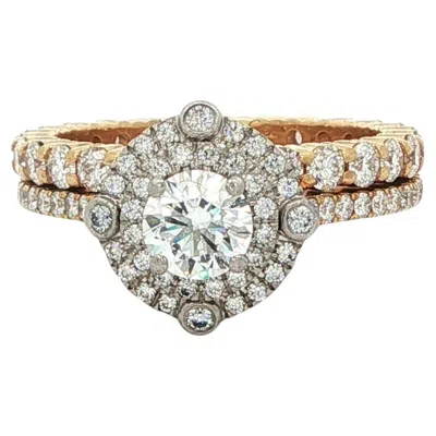 Pre-owned Hearts On Fire Diamond Wedding Ring Set 18k Yellow Gold