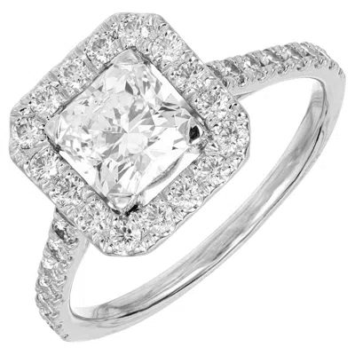 Pre-owned Hearts On Fire Gia 1.18 Square Brilliant Cut Carat Diamond Halo Platinum Engagement Ring In Multi