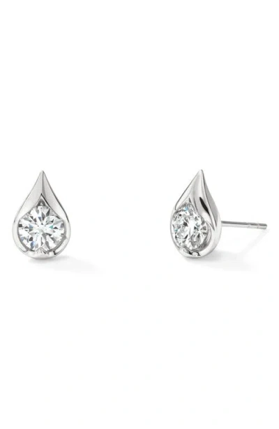 Hearts On Fire Lu Droplet Stud Earrings In 0.60 Ctw White Gold/diamond