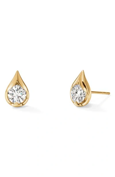 Hearts On Fire Lu Droplet Stud Earrings In 1.00 Ctw Yellow Gold/diamond