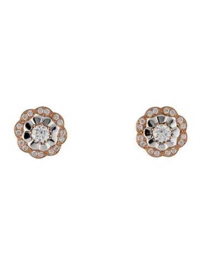 Pre-owned Hearts On Fire Platinum & 18k Diamond Lorelei Alternating Halo Stud Earrings In Multi