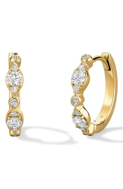 Hearts On Fire Regal Diamond Hoop Earrings In Yellow Gold/diamond