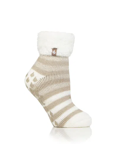 Heat Holders Aberfeldy Stripe Lounge Socks In Oatmeal