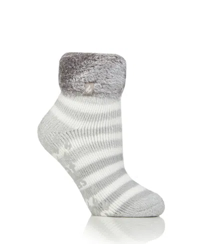 Heat Holders Aberfeldy Stripe Lounge Socks In Silver Gray