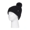 Heat Holders Arden Ribbed Pom Womens Moisture Wicking Beanie In Black