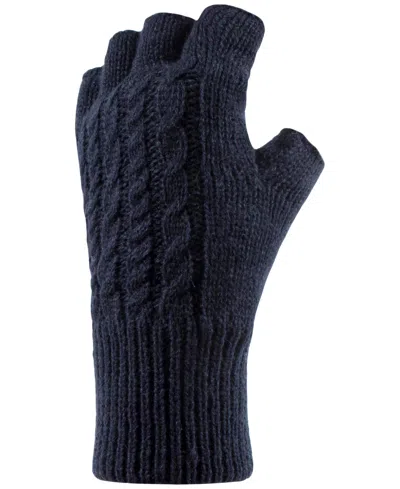 Heat Holders Ayla Cable Knit Fingerless Gloves In Navy