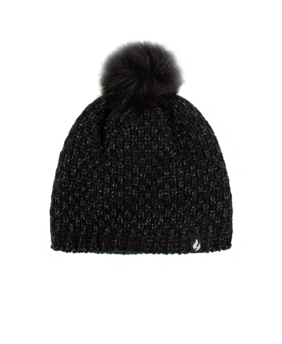 Heat Holders Corsica Basket Weave Pom-pom Hat In Black