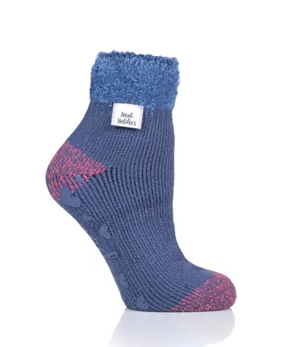 Heat Holders Feather Top Solid Lounge Socks In Blue
