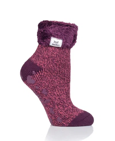 Heat Holders Feather Top Solid Lounge Socks In Coral