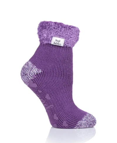 Heat Holders Feather Top Solid Lounge Socks In Purple