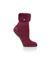 Heat Holders Feather Top Solid Lounge Socks In Wine