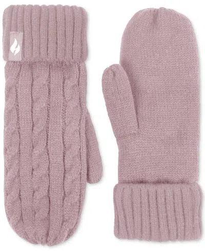 Heat Holders Jackie Cable Knit Mittens In Lilac