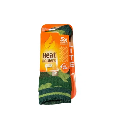 Heat Holders Kids'  Logan Lite Camouflage Crew Socks In Green