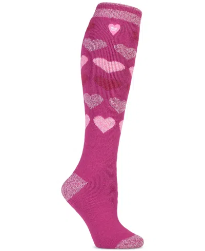 Heat Holders Laura Hearts Long Socks In Pink