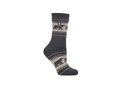 Heat Holders Lite Jade Holiday Outdoor Deer Crew Socks In Denim