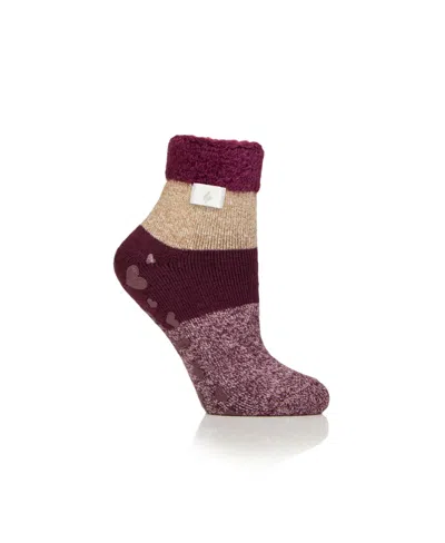 Heat Holders Lite Selina Blocks Lounge Sock In Wine