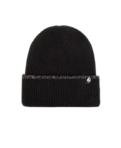 Heat Holders Lurex Stripe Teton Roll Hat In Black