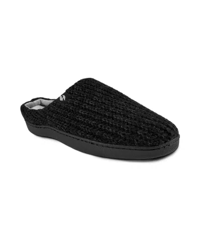 Heat Holders Men's Asher Rib Knit Scuff Slippers In Black