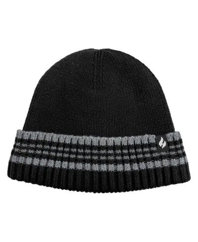 Heat Holders Men's Bjorn Ribbed Striped Beanie In Black