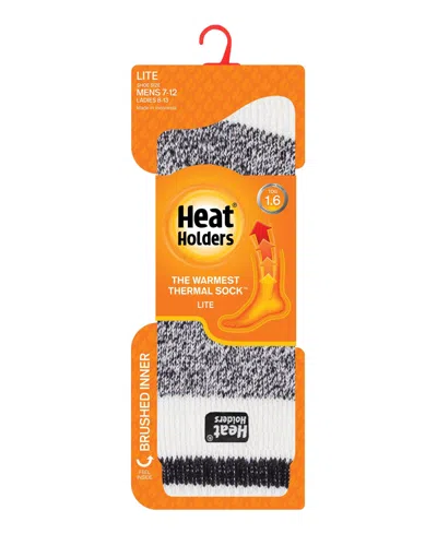 Heat Holders Men's Lite Cream Block Twist Thermal Socks In Black