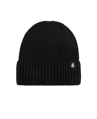 Heat Holders Men's Lite Oliver Rib Knit Roll Up Hat In Black