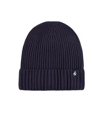 Heat Holders Men's Lite Oliver Rib Knit Roll Up Hat In Navy