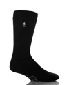 Heat Holders Men's Michael Solid Crew Slipper Sock In Black With Gray Grip