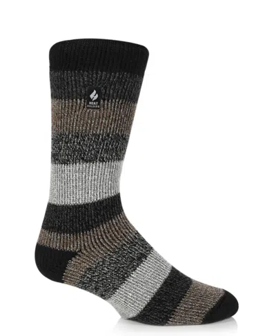 Heat Holders Men's Milan Stripe Crew Sock In Black,gray