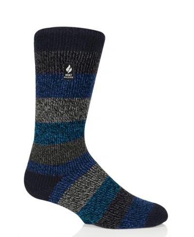 Heat Holders Men's Milan Stripe Crew Sock In Navy,blue