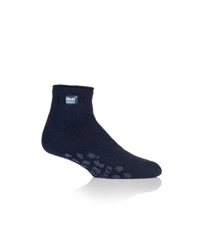 Heat Holders Men's Solid Ankle Slipper Sock In Navy With Denim Grip