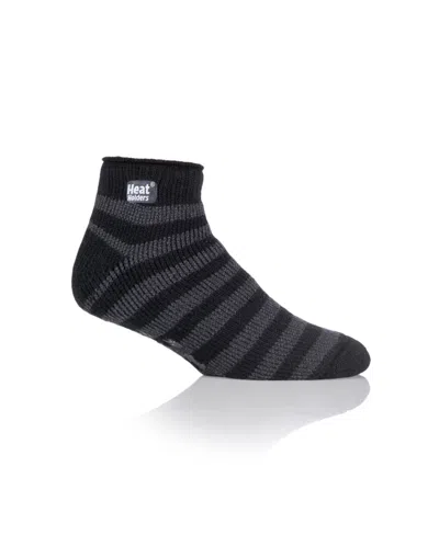 Heat Holders Men's Stripe Ankle Slipper Sock In Black