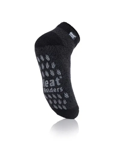 Heat Holders Men's Twist Ankle Slipper Sock In Black,charcoal With Charcoal Grip