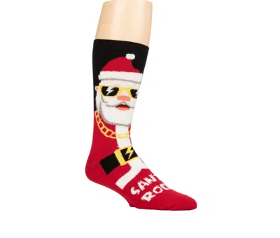 Heat Holders Men's Ultra Lite Eddie Festive Santa Crew Sock In Red,black