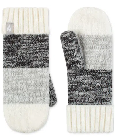 Heat Holders Sloane Feather Knit Mittens In Charcoal