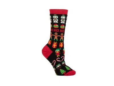 Heat Holders Ultra Lite Ellen Festive Gingerbread Crew Socks In Black Multi