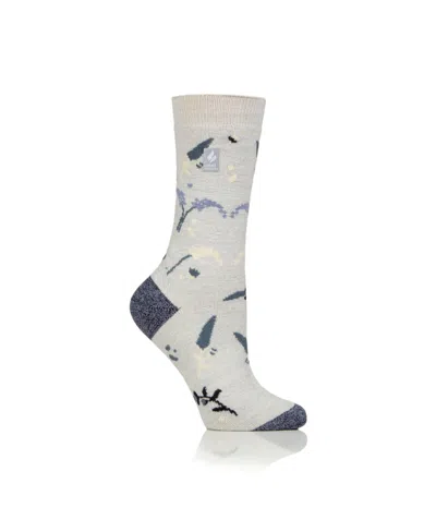 Heat Holders Ultra Lite Eloise Floral Crew Sock In Light Gray