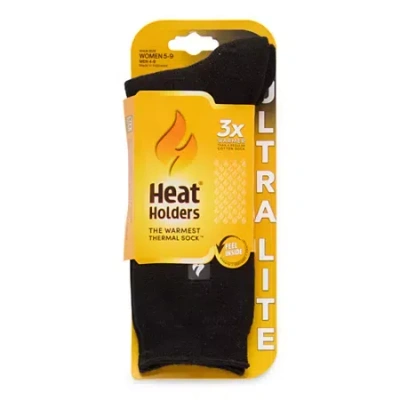 Heat Holders Ultra Lite Holly Womens 1 Pair Crew Socks In Black