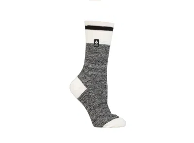 Heat Holders Ultra Lite Lana Cream Block Twist Crew Socks In Black