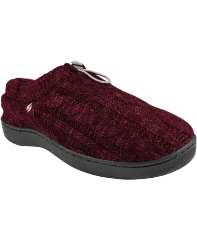 Heat Holders Women's Ava Cable Knit Drawstring Slippers In Burgundy